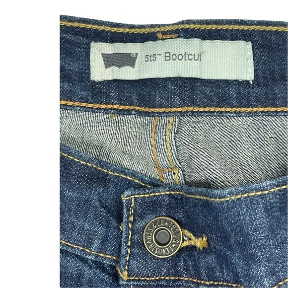 Levis 515 Womens 12S Bootcut Jeans Mid Rise Stretch‎ Dark Blue Denim Pockets - Picture 2 of 10